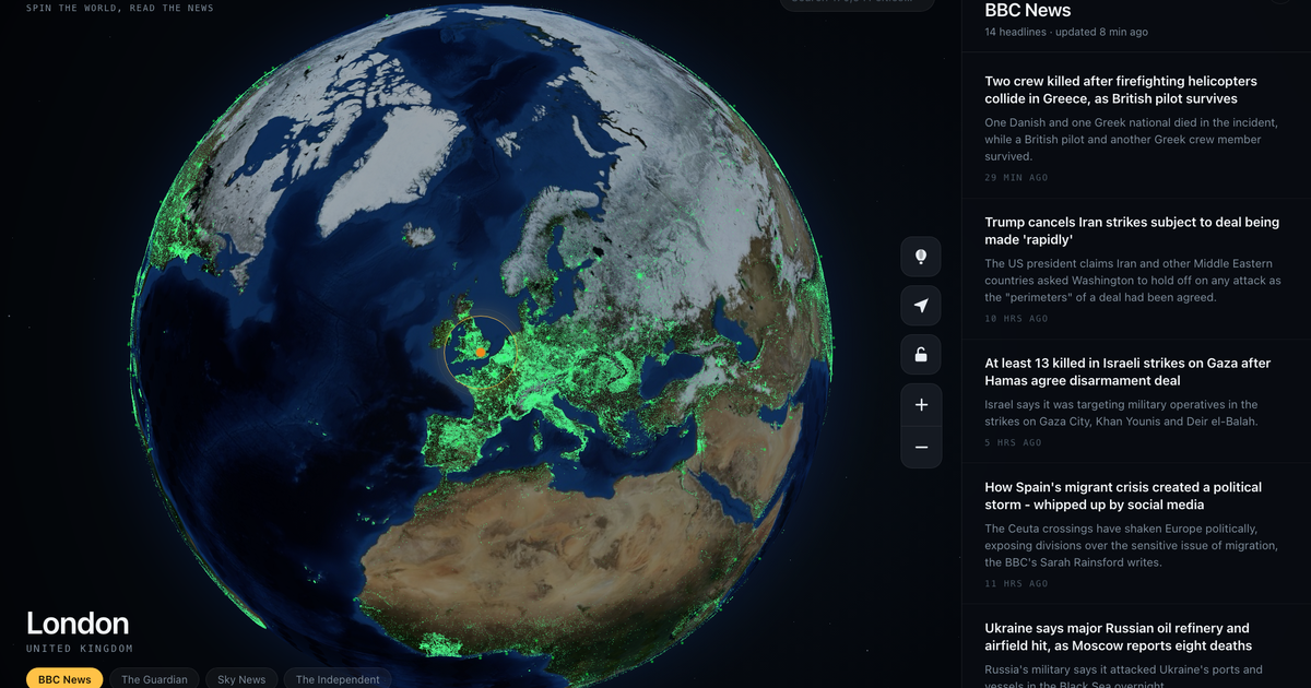World News Garden — spin the world, read the news